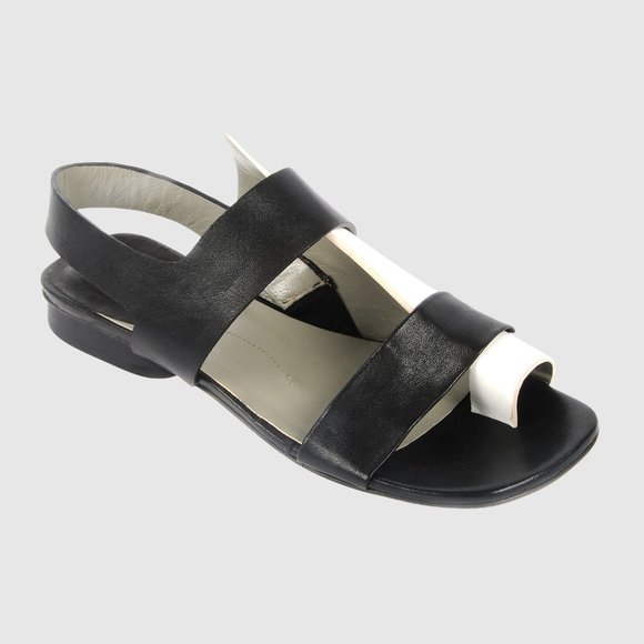 Ixos Shoes - Ixos Black & White Handcrafted Leather Sandal